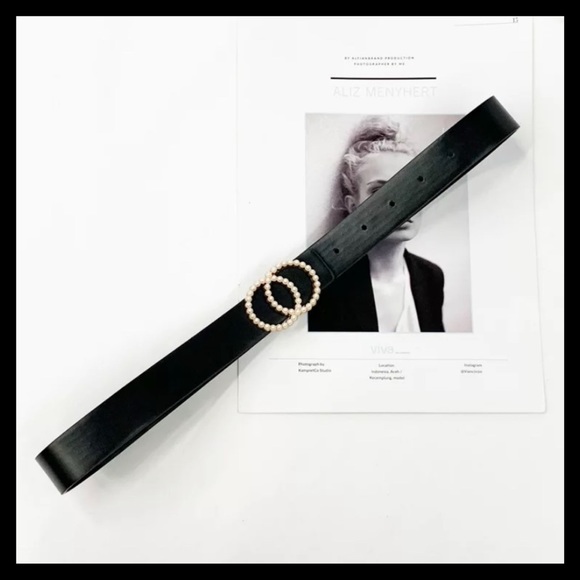 PEARL BUCKLE BLACK BELT DOUBLE CIRCLE - Picture 4 of 4